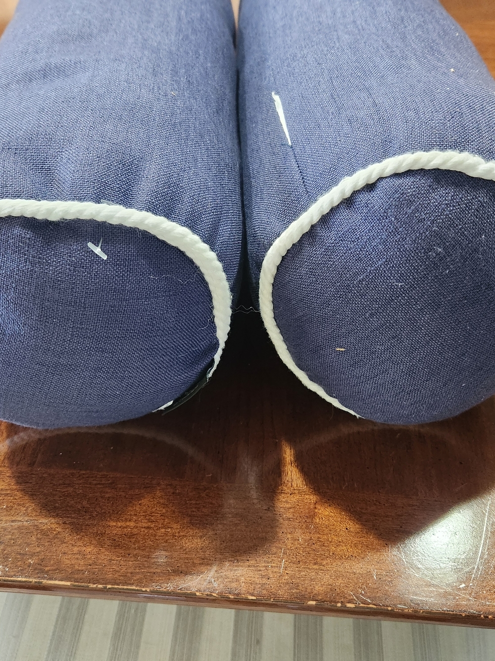 Ralph Lauren Navy RL Embroidered Neck Roll Pillows - Pair - Picture 5 of 5